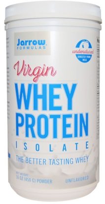 Jarrow Formulas, Virgin Whey Protein Isolate, Powder, Unflavored, 16 oz (450 g) ,المكملات الغذائية، بروتين مصل اللبن