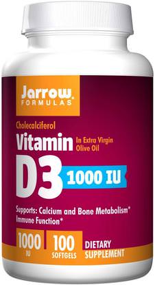 Jarrow Formulas, Vitamin D3, 1000 IU, 100 Softgels ,الفيتامينات، فيتامين d3