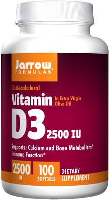 Jarrow Formulas, Vitamin D3, 2500 IU, 100 Softgels ,الفيتامينات، فيتامين d3