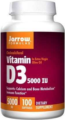 Jarrow Formulas, Vitamin D3, 5000 IU, 100 Softgels ,الفيتامينات، فيتامين d3