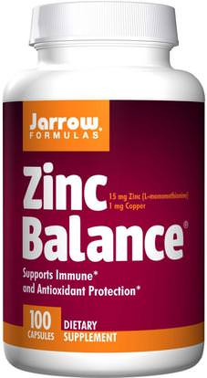 Jarrow Formulas, Zinc Balance, 100 Capsules ,المكملات الغذائية، المعادن، الزنك