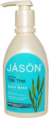 Jason Natural, Body Wash, Purifying Tea Tree, 30 fl oz (887 ml) ,حمام، الجمال، هلام الاستحمام