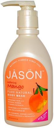 Jason Natural, Body Wash, Softening Mango, 30 fl oz (887 ml) ,حمام، الجمال، هلام الاستحمام
