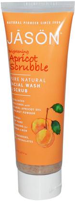 Jason Natural, Brightening Apricot Scrubble, Facial Wash & Scrub, 4 oz (113 g) ,الجمال، العناية بالوجه، منظفات الوجه، تقشير الوجه
