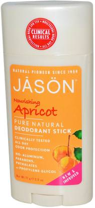 Jason Natural, Deodorant Stick, Nourishing Apricot, 2.5 oz (71 g) ,حمام، الجمال، مزيل العرق