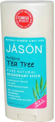 Jason Natural, Deodorant Stick, Purifying Tea Tree, 2.5 oz (71 g) ,حمام، الجمال، مزيل العرق