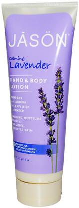 Jason Natural, Hand & Body Lotion, Calming Lavender, 8 oz (227 g) ,حمام، الجمال، غسول الجسم