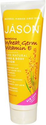 Jason Natural, Hand & Body Lotion, Wheat Germ Vitamin E, 8 oz (227 g) ,حمام، الجمال، غسول الجسم