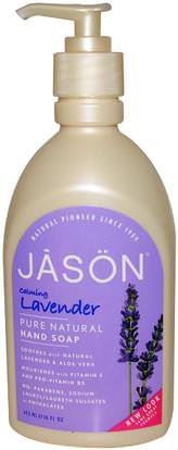 Jason Natural, Hand Soap, Calming Lavender, 16 fl oz (473 ml) ,حمام، الجمال، الصابون