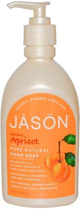 Jason Natural, Hand Soap, Glowing Apricot, 16 fl oz (473 ml) ,حمام، الجمال، الصابون
