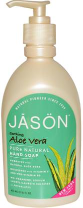 Jason Natural, Hand Soap, Soothing Aloe Vera, 16 fl oz (473 ml) ,حمام، الجمال، الصابون