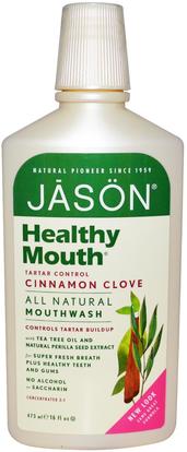 Jason Natural, Healthy Mouth, Mouthwash, Tartar Control, Cinnamon Clove, 16 fl oz (473 ml) ,حمام، الجمال، شفهي، الأسنان، تهتم، غسول الفم
