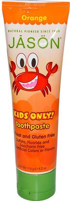 Jason Natural, Kids Only!, Toothpaste, Orange, 4.2 oz (119 g) ,حمام، الجمال، معجون أسنان