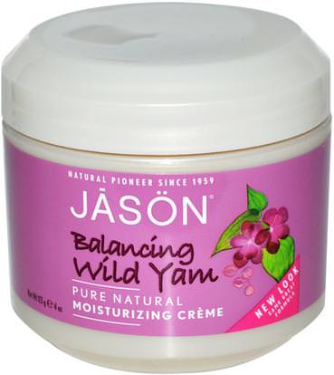 Jason Natural, Moisturizing Cream, Balancing Wild Yam, 4 oz (113 g) ,الصحة، المرأة، اليام البري، الجمال، العناية بالوجه، الكريمات المستحضرات، الأمصال