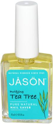 Jason Natural, Nail Saver, Tea Tree, 0.5 fl oz (15 ml) ,حمام، الجمال، الزيوت العطرية الزيوت، زيت شجرة الشاي، ماكياج، العناية بالأظافر