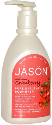 Jason Natural, Pure Natural Body Wash, Antioxidant Cranberry, 30 fl oz (887 ml) ,حمام، الجمال، هلام الاستحمام