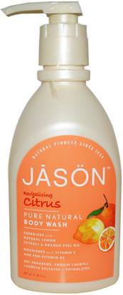 Jason Natural, Pure Natural Body Wash, Revitalizing Citrus, 30 fl oz (887 ml) ,حمام، الجمال، هلام الاستحمام