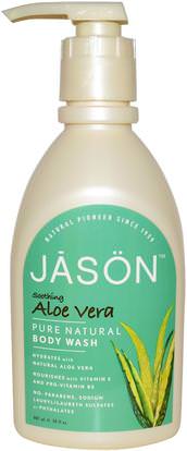 Jason Natural, Pure Natural Body Wash, Soothing Aloe Vera, 30 fl oz (887 ml) ,حمام، الجمال، هلام الاستحمام