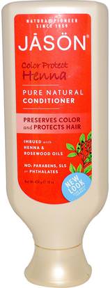 Jason Natural, Pure Natural Conditioner, Color Protect Henna, 16 oz (454 g) ,حمام، الجمال، الشعر، فروة الرأس، لون الشعر، العناية بالشعر، مكيفات