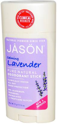 Jason Natural, Pure Natural Deodorant Stick, Calming Lavender, 2.5 oz (71 g) ,حمام، الجمال، مزيل العرق المرأة