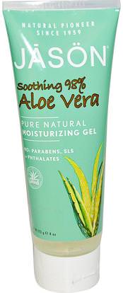 Jason Natural, Pure Natural Moisturizing Gel, Soothing 98% Aloe Vera, 4 oz (113 g) ,الصحة، الجلد، الألوة فيرا غسول كريم هلام