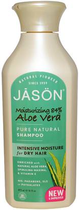 Jason Natural, Pure Natural Shampoo, Aloe Vera, 16 fl oz (473 ml) ,حمام، الجمال، الشامبو، الشعر، فروة الرأس، مكيف