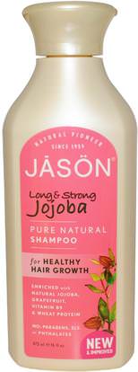 Jason Natural, Pure Natural Shampoo, Long & Strong Jojoba, 16 fl oz (473 ml) ,حمام، الجمال، الشامبو، الشعر، فروة الرأس، مكيف
