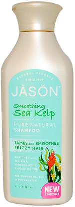 Jason Natural, Pure Natural Shampoo, Smoothing Sea Kelp, 16 fl oz (473 ml) ,حمام، الجمال، الشامبو، الشعر، فروة الرأس، مكيف