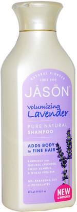 Jason Natural, Pure Natural Shampoo, Volumizing Lavender, 16 fl oz (473 ml) ,حمام، الجمال، الشامبو، الشعر، فروة الرأس، مكيف