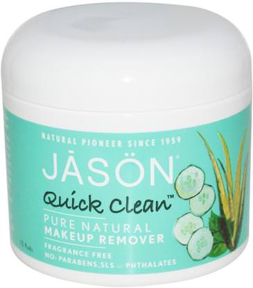 Jason Natural, Quick Clean, Makeup Remover, Fragrance Free, 75 Pads ,الجمال، العناية بالوجه، منظفات الوجه، حمام، مزيل ماكياج