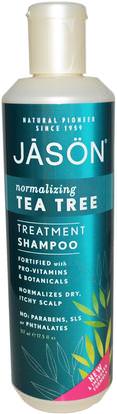 Jason Natural, Treatment Shampoo, Normalizing Tea Tree, 17.5 fl oz (517 ml) ,حمام، الجمال، دقة بالغة، فروة الرأس، الشامبو