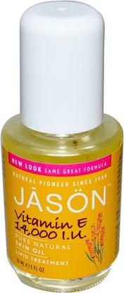 Jason Natural, Vitamin E, 14,000 IU, 1 fl oz (30 ml) ,الصحة، الجلد، فيتامين e كريم النفط، زيت التدليك