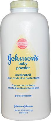 Johnsons Baby, Baby Powder, Medicated, 15 oz (425 g) ,صحة الأطفال، حفاضات، زيوت مسحوق الطفل