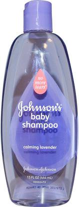 Johnsons Baby, Baby Shampoo, Calming Lavender, 15 fl oz (444 ml) ,حمام، جمال، شامبو، أطفال شامبو، هلام الاستحمام، الاطفال غسل الجسم، استحمام الطفل هلام