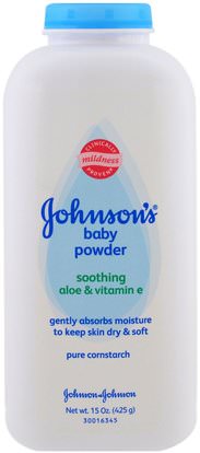 Johnsons Baby, Baby Powder, Soothing Aloe & Vitamin E, 15 oz (425 g) ,صحة الأطفال، حفاضات، زيوت مسحوق الطفل