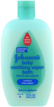 Johnsons Baby, Soothing Vapor Baby Bath, 15 fl oz (444 ml) ,حمام، الجمال، هلام الاستحمام، الاطفال غسل الجسم، هلام الاستحمام الاطفال، صحة الأطفال، حمام الاطفال