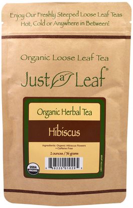 Just a Leaf Organic Tea, Loose Leaf, Herbal Tea, Hibiscus, 2 oz (56 g) ,الأعشاب، الخبازى
