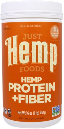 Just Hemp Foods, Hemp Protein + Fiber, 16 oz (454 g) ,المكملات الغذائية، إيفا أوميجا 3 6 9 (إيبا دا)، منتجات القنب، مسحوق بروتين القنب