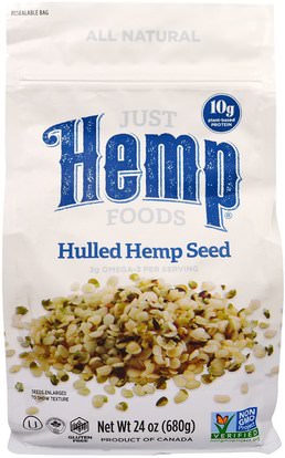 Just Hemp Foods, Hulled Hemp Seeds, 24 oz (680 g) ,المكملات الغذائية، إيفا أوميجا 3 6 9 (إيبا دا)، منتجات القنب، الطعام، بذور المكسرات الحبوب