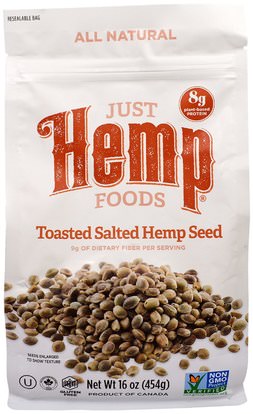 Just Hemp Foods, Toasted Salted Hemp Seed, 16 oz (450 g) ,المكملات الغذائية، إيفا أوميجا 3 6 9 (إيبا دا)، منتجات القنب، الطعام، بذور المكسرات الحبوب