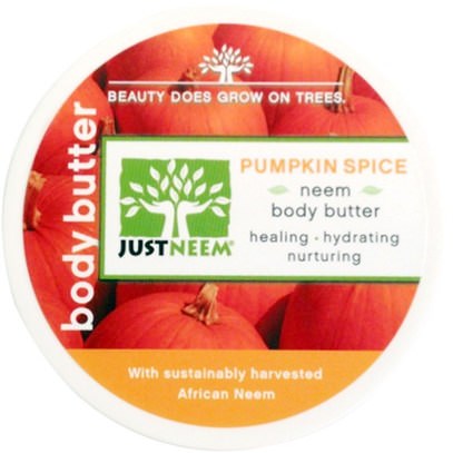 Just Neem, Pumpkin Spice Neem Body Butter, 4 oz (113 g) ,حمام، الجمال، زيت، الصحة، إلتحم، بودي بوترز