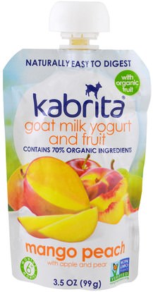 Kabrita, Goat Milk Yogurt and Fruit, Mango Peach with Apple and Pear, 3.5 oz (99 g) ,صحة الأطفال، أغذية الأطفال، تغذية الطفل، الغذاء
