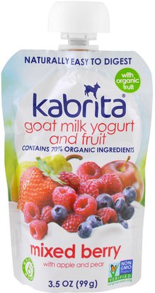 Kabrita, Goat Milk Yogurt and Fruit, Mixed Berry with Apple and Pear, 3.5 oz (99 g) ,صحة الأطفال، أغذية الأطفال، تغذية الطفل، الغذاء