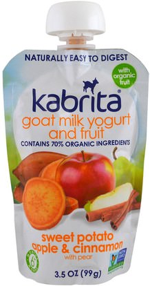 Kabrita, Goat Milk Yogurt and Fruit, Sweet Potato, Apple, Cinnamon, 3.5 oz (99 g) ,صحة الأطفال، أغذية الأطفال، تغذية الطفل، الغذاء