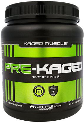Kaged Muscle, Pre-Kaged, Pre-Workout Primer, Fruit Punch, 1.41 lbs (640 g) ,الرياضة، تجريب، العضلات