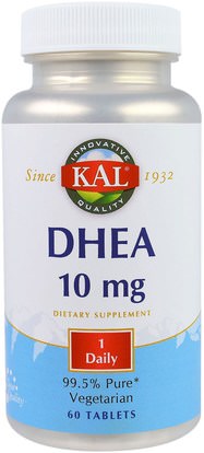 KAL, DHEA, 10 mg, 60 Tablets ,المكملات الغذائية، ديا