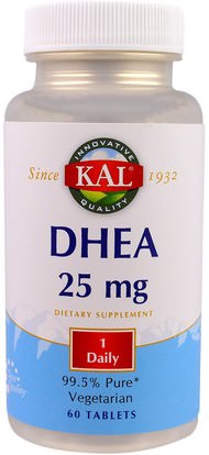 KAL, DHEA, 25 mg, 60 Tablets ,المكملات الغذائية، ديا