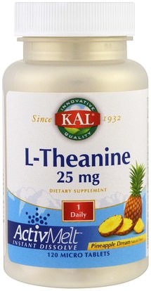 KAL, L-Theanine, ActivMelt, Pineapple Dream, 25 mg, 120 Micro Tablets ,المكملات الغذائية، والأحماض الأمينية، ل الثيانين