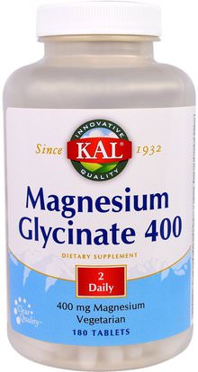 KAL, Magnesium Glycinate 400, 400 mg, 180 Tablets ,Herb-sa