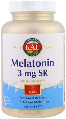 KAL, Melatonin SR, 3 mg, 120 Tablets ,المكملات الغذائية، الميلاتونين 3 ملغ